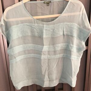 The Letter 100% silk sea foam green cap sleeve top sheer XS
